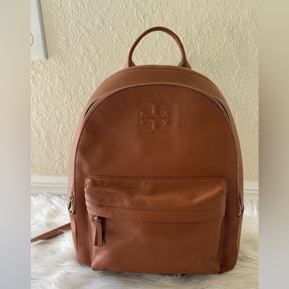 Tory Burch Handbags - Tory Burch Large Thea Backpack Leather Brown with Gold zippers
